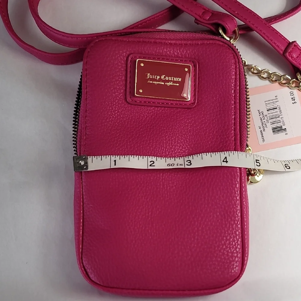 Juicy Couture Vibrant Pink Crossbody Cell Phone  Bag with Gold Accents NWT - Picture 11 of 13